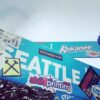 sticker on a sign at a ski resort