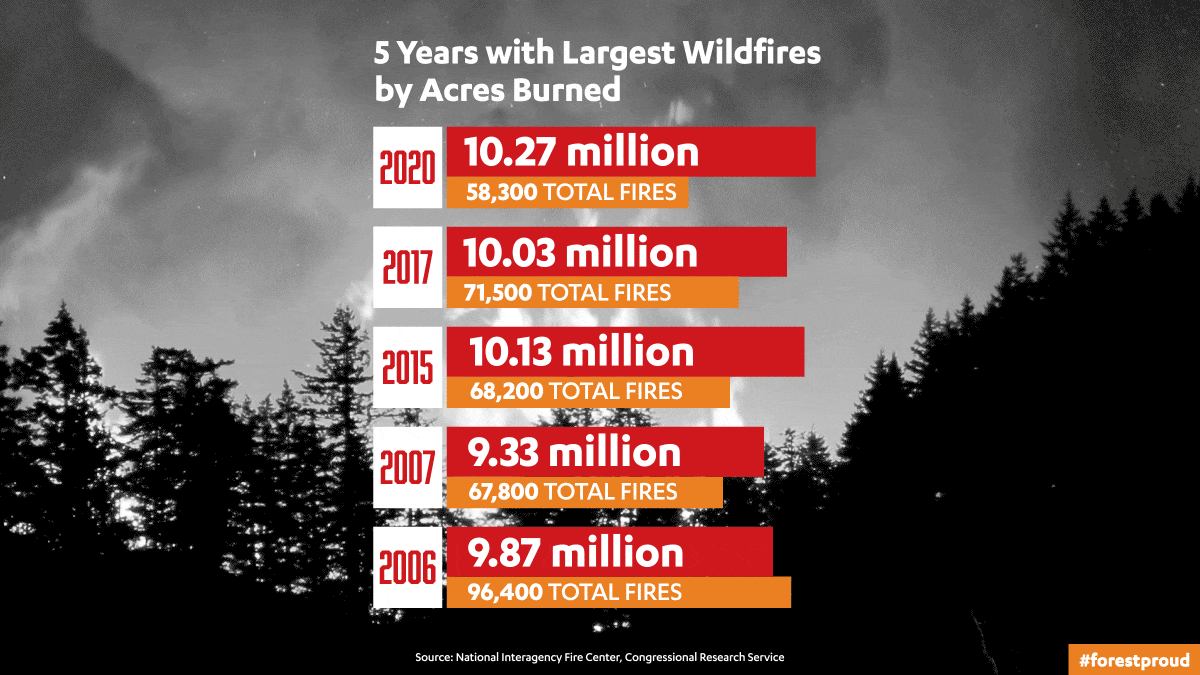 5 Years with Largest Wildfires