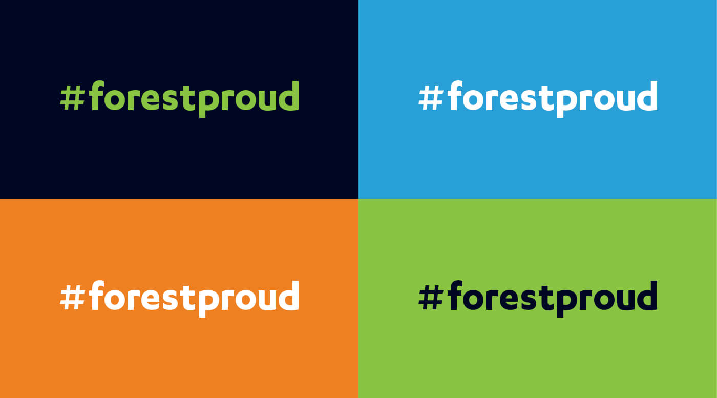 #forestproud logo displayed on four different colors.
